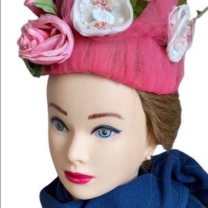 Christine Original Park Avenue New York  Pink Floral Vintage Hat
